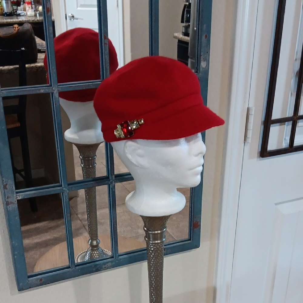 San Diego Hat Company Red Faux Jem Cabbie